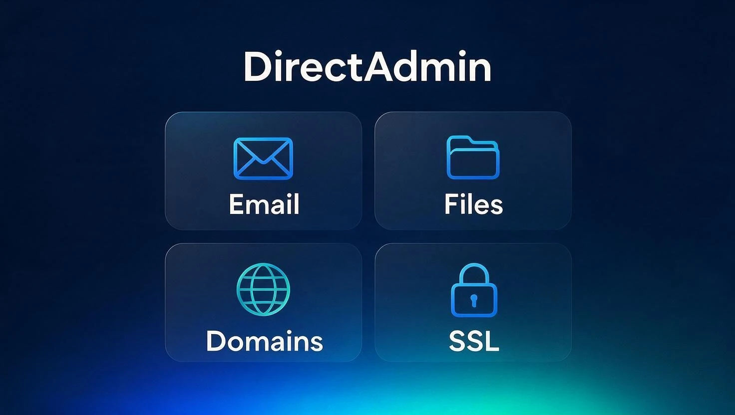 Concept illustration of DirectAdmin email, files, domains and SSL tools